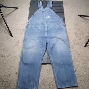 Round House Brand Overalls Men's 48x26 Blue Carpenters Bib Made in USA Vtg JB135
